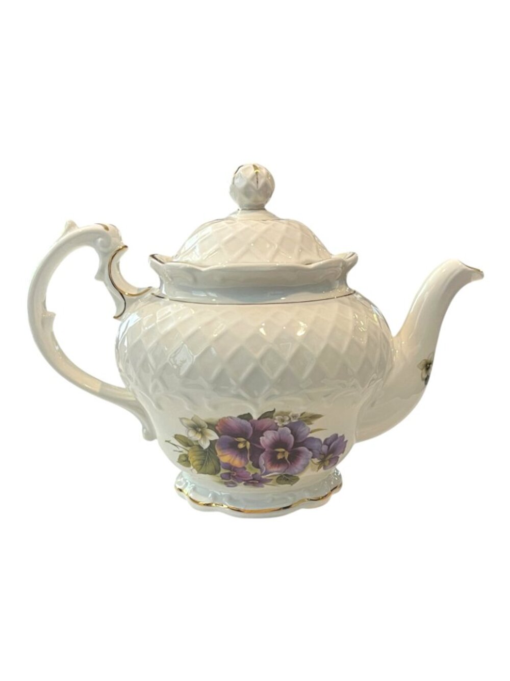 Crown Dorset Staffordshire England Teapot Flowered and Gold Trim - Picture 5 of 10